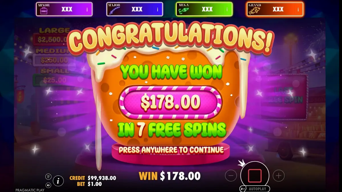 Tampilan visual slot Candy Pop dengan tema permen yang penuh warna dan ceria.