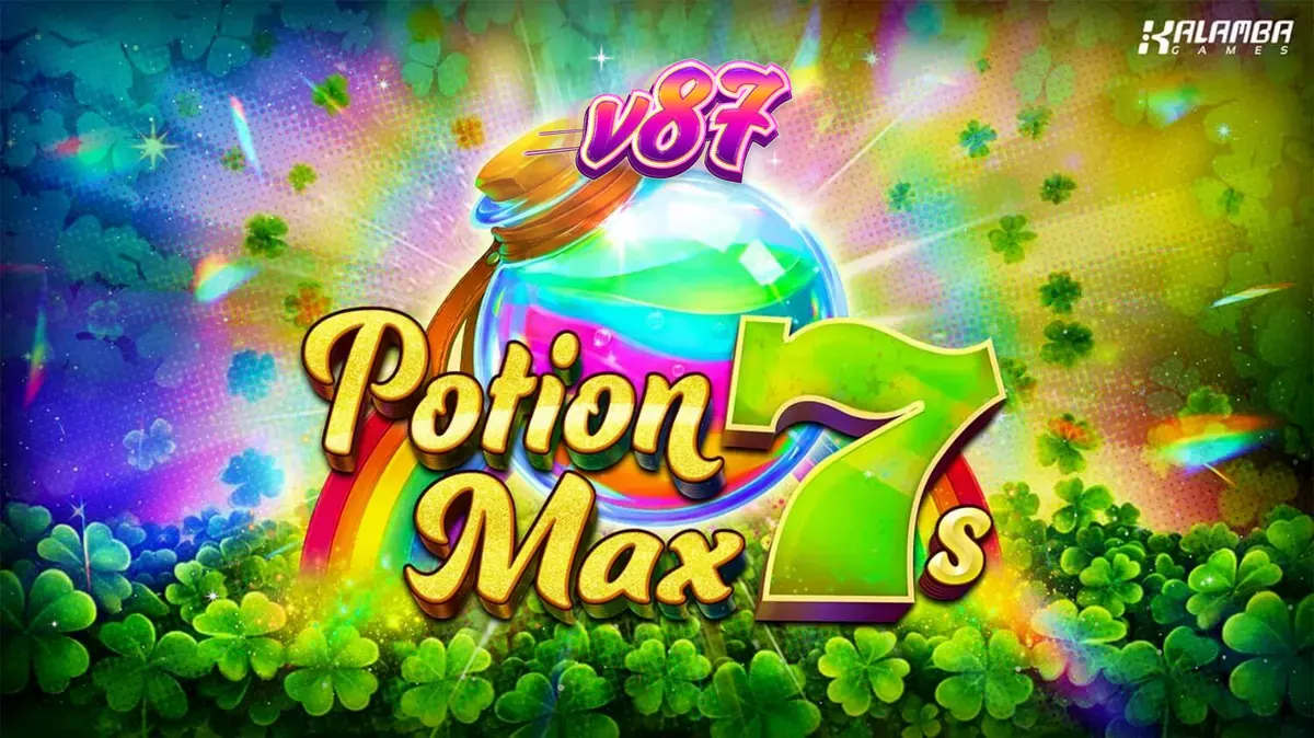 Tampilan visual mesin slot Potion Max 7s dengan simbol keberuntungan Irlandia